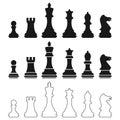 Set chess. Silhouettes of chess pieces in various styles. An ancient logic game. Royalty Free Stock Photo